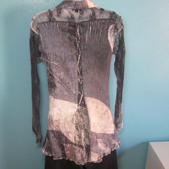 Komarov Womens Size M Button Up Blouse with Lace Up Back - Picture 5 of 14